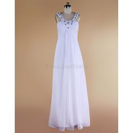 Vestido de noiva elegante sem mangas plissado com trem de varredura