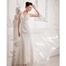 Vestido de noiva sereia plissado sexy de cetim elástico