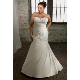 Vestido de noiva sereia clássico drapeado lateral cauda cauda