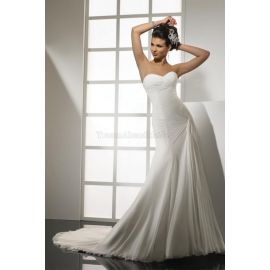 Vestido de noiva translúcido corte lateral drapeado A-Line