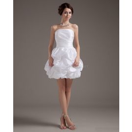 Mini vestido de noiva de tafetá natural sem alças
