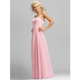 Vestido de dama de honra elegante longo sem alças rosa