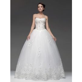 Glamourosos vestidos de noiva bordados tule duquesa com decote coração