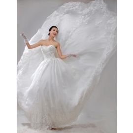 Glamourosos vestidos de noiva franzidos duquesa tule de cetim branco com cauda