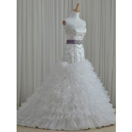 Glamourosos vestidos de noiva sereia bordados com babados