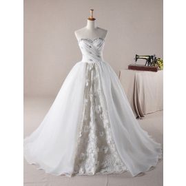 Vestidos de noiva modernos branco organza duquesa com fenda