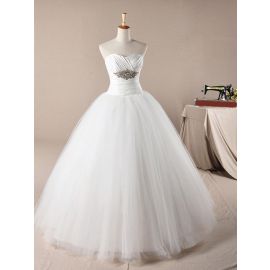 Glamourosos vestidos de noiva franzidos tule branco duquesa