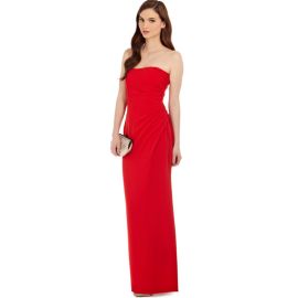 Elegantes vestidos de noite ruched chiffon vermelho longo