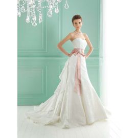 Glamour vestidos de noiva de renda colorida linha A com cinto