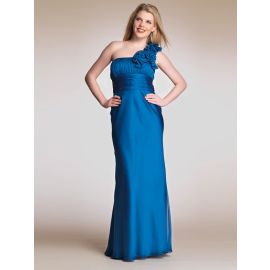 Elegantes vestidos de noite de um ombro chiffon longo azul