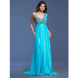 Lindos vestidos longos de chiffon azul com alças