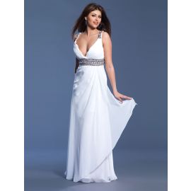 Glamourosos vestidos longos de baile chiffon branco com alças