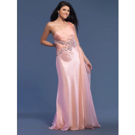Elegantes vestidos de formatura longos de um ombro rosa