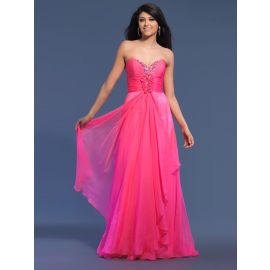 Elegantes vestidos longos de formatura linha A chiffon rosa