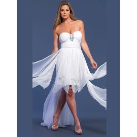 Elegantes vestidos de baile branco curto frente longa costas