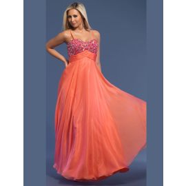 Glamorous vestidos de baile laranja linha A chiffon longo com alças
