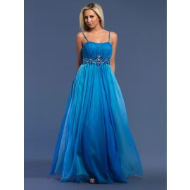 Elegantes vestidos de baile com babados longos azuis com alças