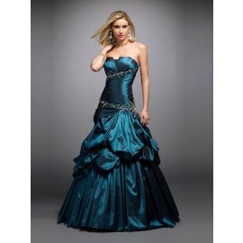 Vestidos de baile luxuosos com babados sereia azul escuro longo