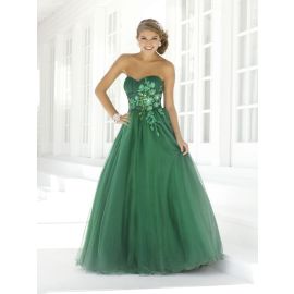 Vestidos de anágua glamorosos verdes longos