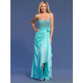 Vestidos de baile longos azuis elegantes com uma fenda na frente