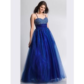 Vestidos de baile elegantes tamanhos grandes azul longo com alças