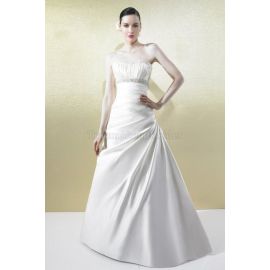 Vestido de noiva sem mangas Strapless A-Line com cauda capela