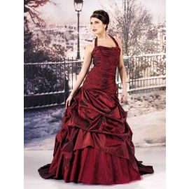 Elegante vestido de noiva frente única vermelho
