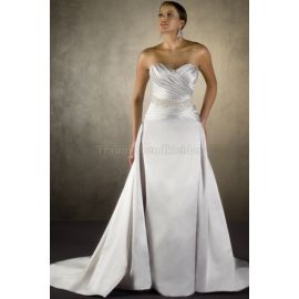 Vestido de noiva formal elegante de cetim linha A