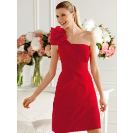 Lindos vestidos de baile de um ombro curto vermelho