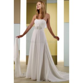 Vestido de noiva estilo deusa linha A vestido de noiva com corpete plissado