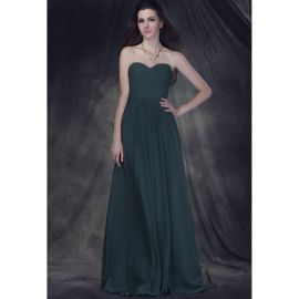 Elegantes vestidos de dama de honra verde escuro chiffon linha A