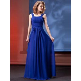 Elegantes vestidos de noite franzidos para plus size azul com alças