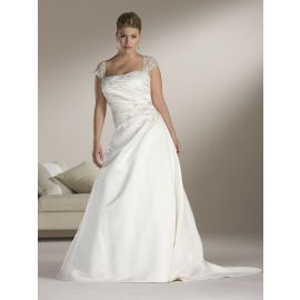 Glamourosos vestidos de noiva plus size linha A com bolero